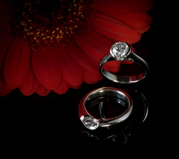 Platinum diamond engagement and wedding ring